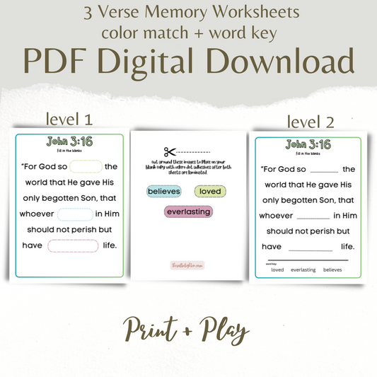 Verse Memory Worksheets