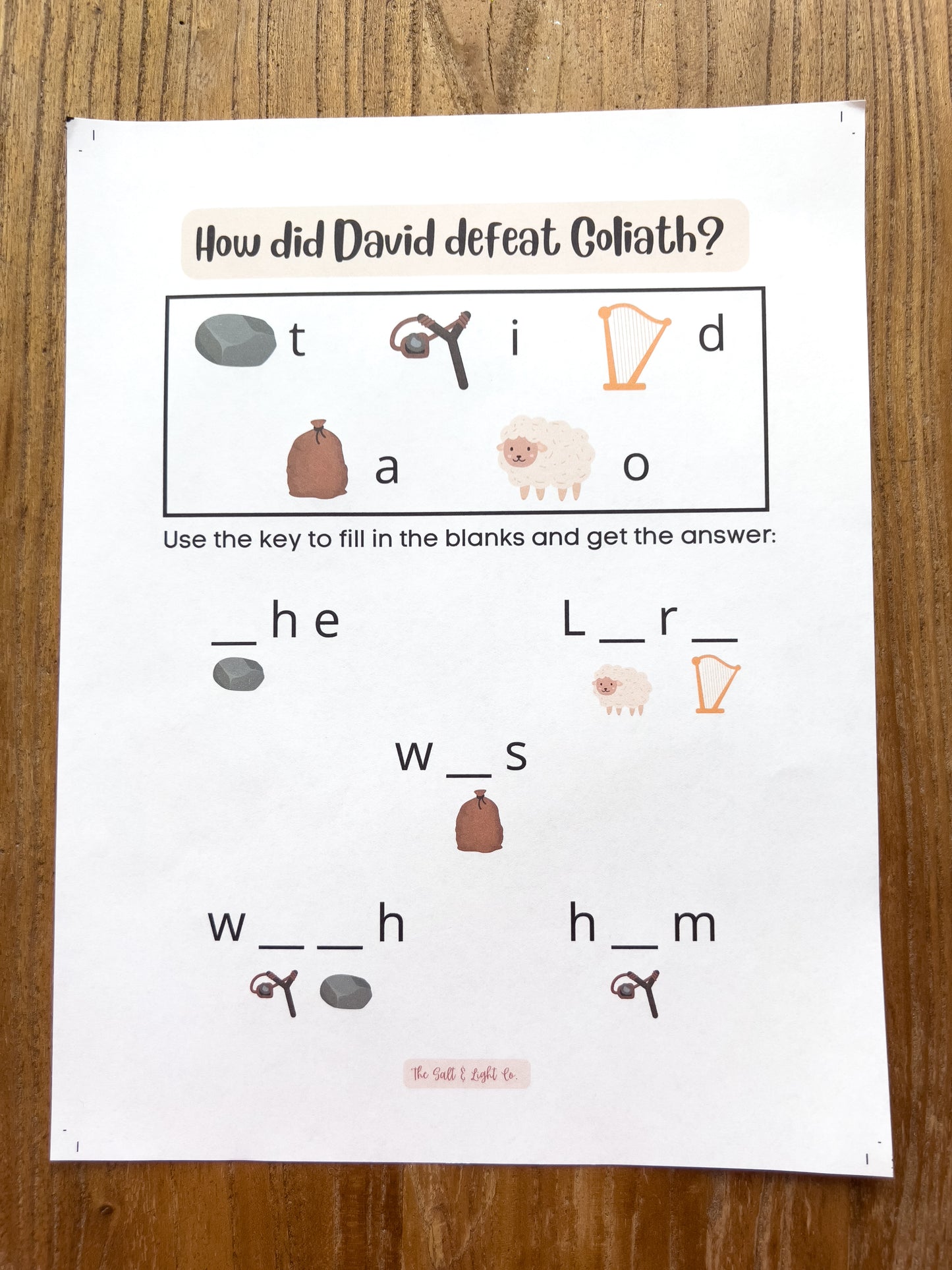 David & Goliath Activity Sheets