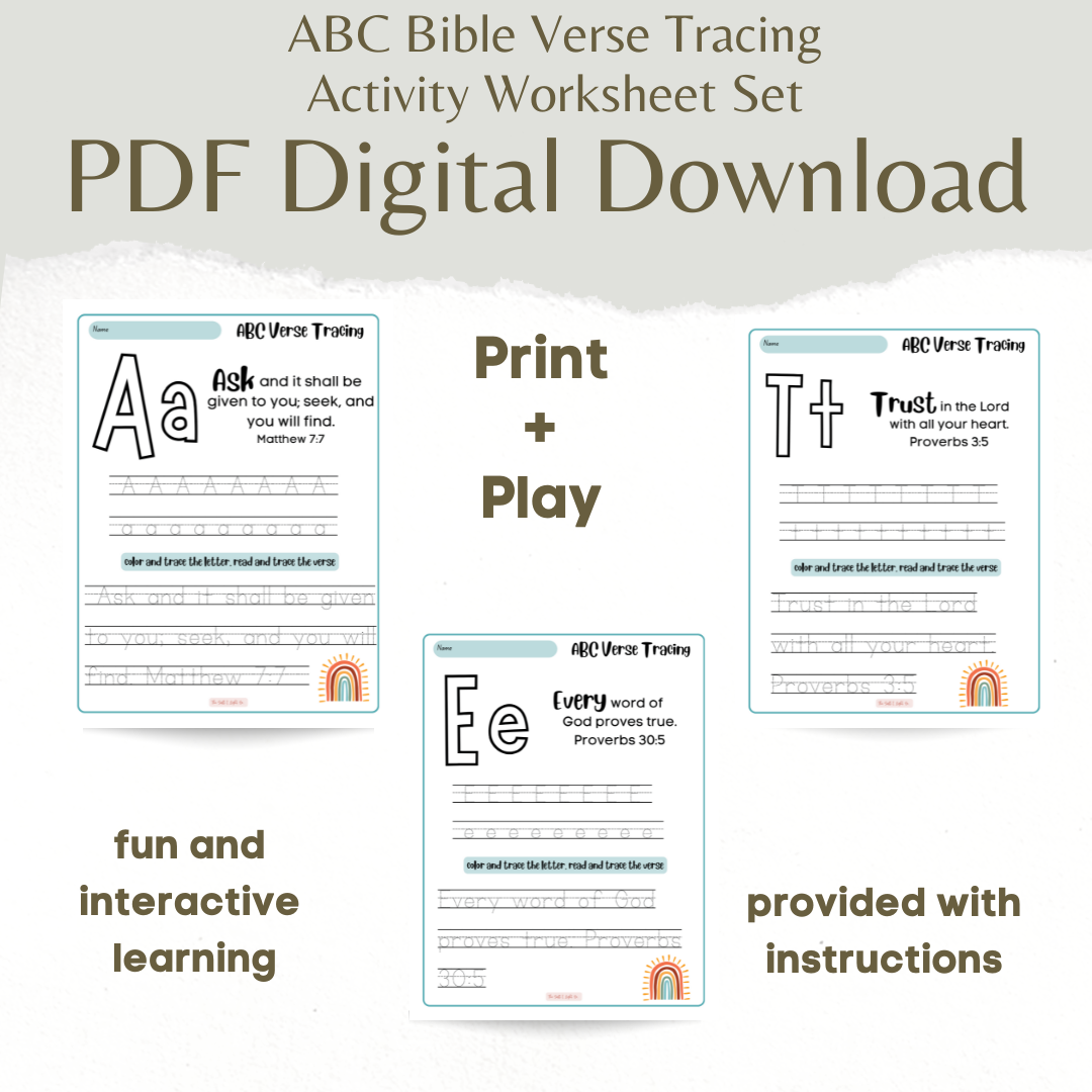 ABC Bible Verse Tracing Worksheet Set