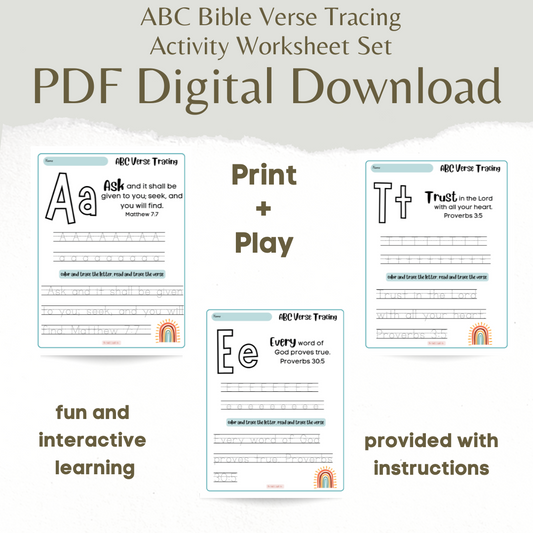 ABC Bible Verse Tracing Worksheet Set